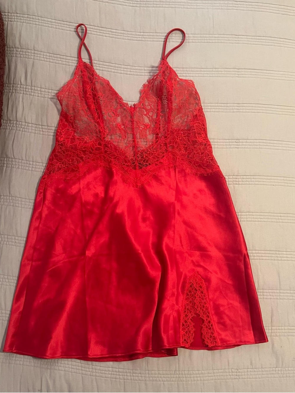 Victoria's Secret Red Lace & Satin Chemise Slip Nightie Love Sexy - Picture 1 of 8